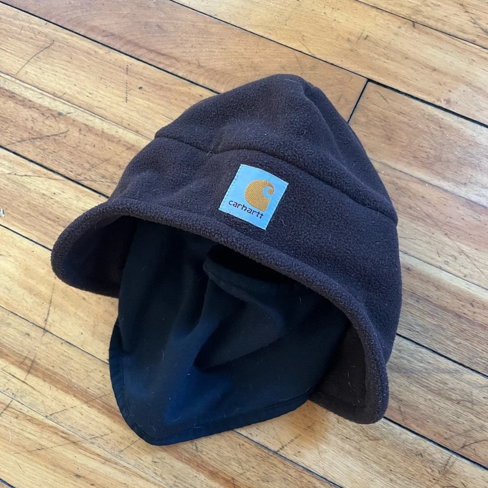 Carhartt 2-in-1 Fleece Headwear Beanie Ear Flaps Face Mask Brown Adult One Size